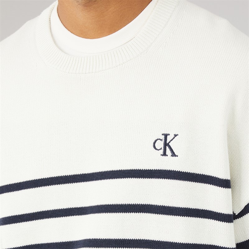 Calvin Klein Jeans Mens Crew Neck Sweatshirt Tofu - Image 3