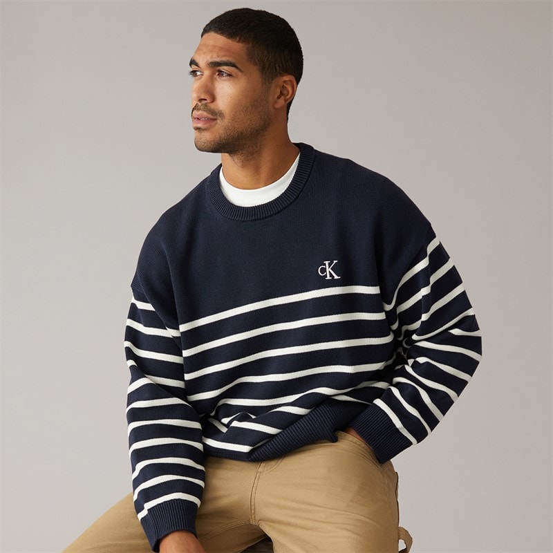 Calvin Klein Jeans Mens Crew Neck Jumper Dark Sapphire - Image 1