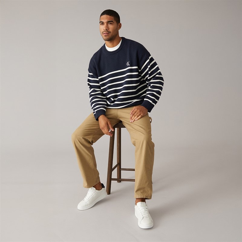 Calvin Klein Jeans Mens Crew Neck Jumper Dark Sapphire - Image 4