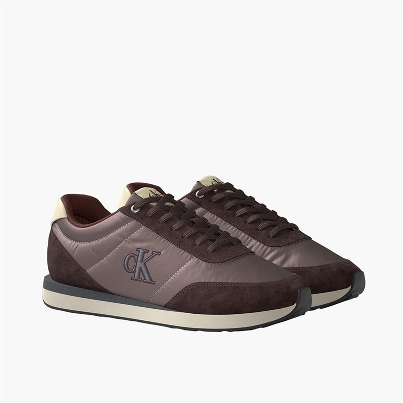 Calvin Klein Jeans Mens Retro Runner Essential Trainers Bordeaux/Peppercorn/Vanilla - Image 1