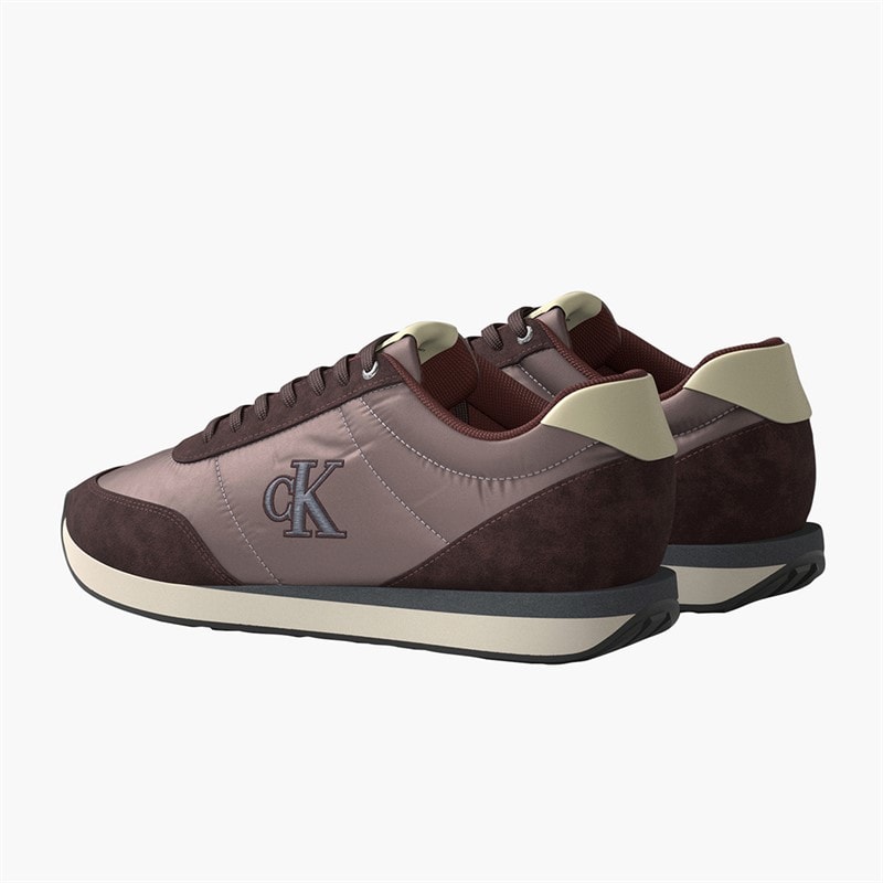 Calvin Klein Jeans Mens Retro Runner Essential Trainers Bordeaux/Peppercorn/Vanilla - Image 2