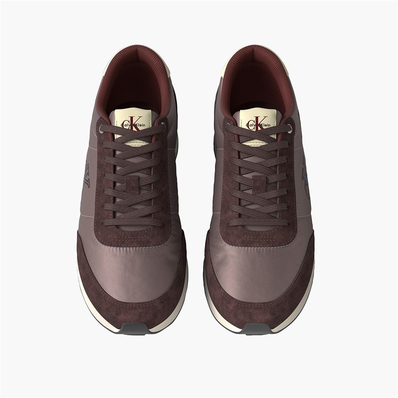 Calvin Klein Jeans Mens Retro Runner Essential Trainers Bordeaux/Peppercorn/Vanilla - Image 3