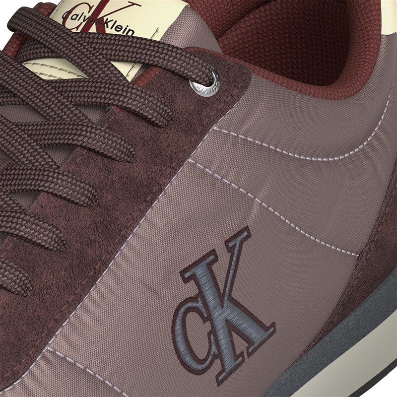 Calvin Klein Jeans Mens Retro Runner Essential Trainers Bordeaux/Peppercorn/Vanilla - Image 4