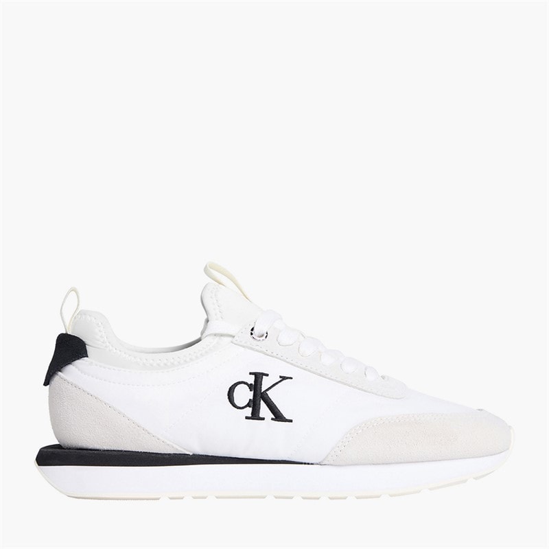 Calvin Klein Jeans Womens Retro Runner Sock Liner Trainers Bright White/Black/Marshmallow