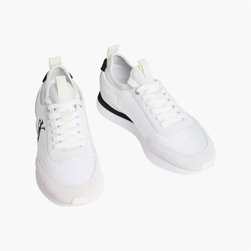 Calvin Klein Jeans Womens Retro Runner Sock Liner Trainers Bright White/Black/Marshmallow - Image 2
