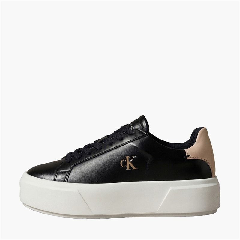 Calvin Klein Jeans Womens Flatform Lace Up Trainers Black/Tuscany