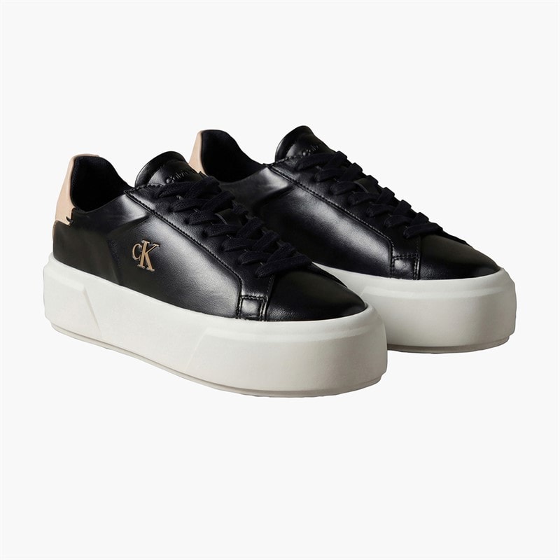 Calvin Klein Jeans Womens Flatform Lace Up Trainers Black/Tuscany - Image 2