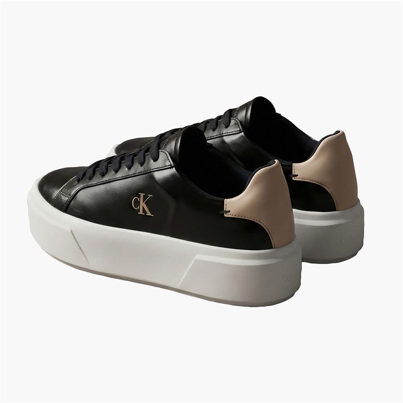 Calvin Klein Jeans Womens Flatform Lace Up Trainers Black/Tuscany - Image 3