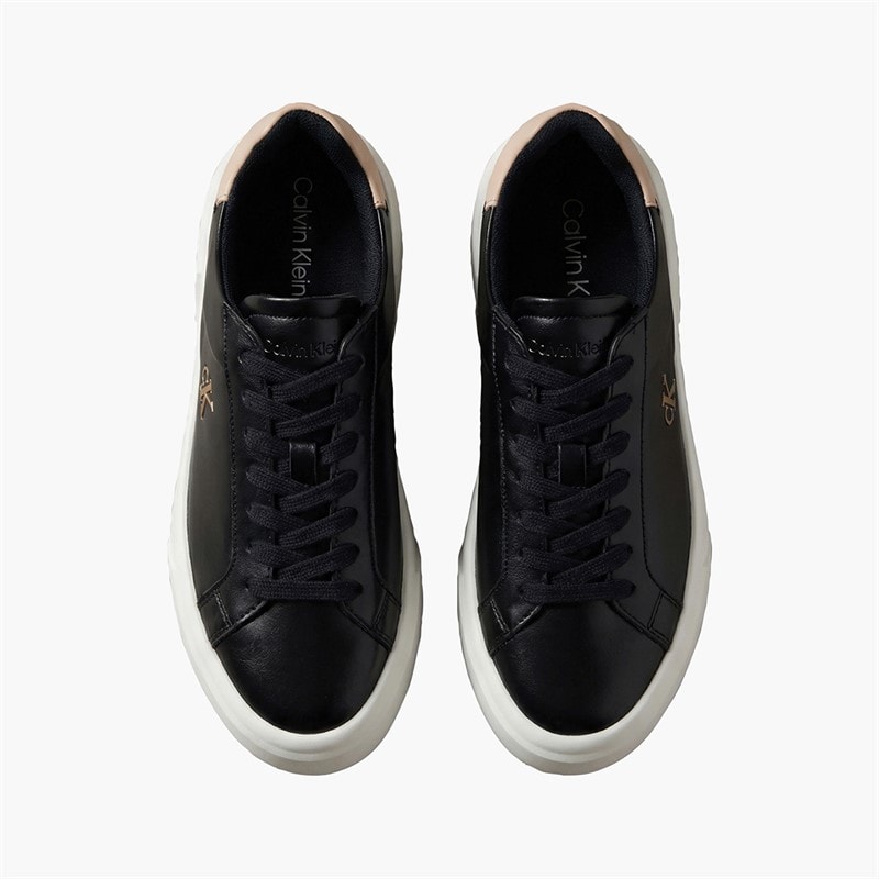 Calvin Klein Jeans Womens Flatform Lace Up Trainers Black/Tuscany - Image 4