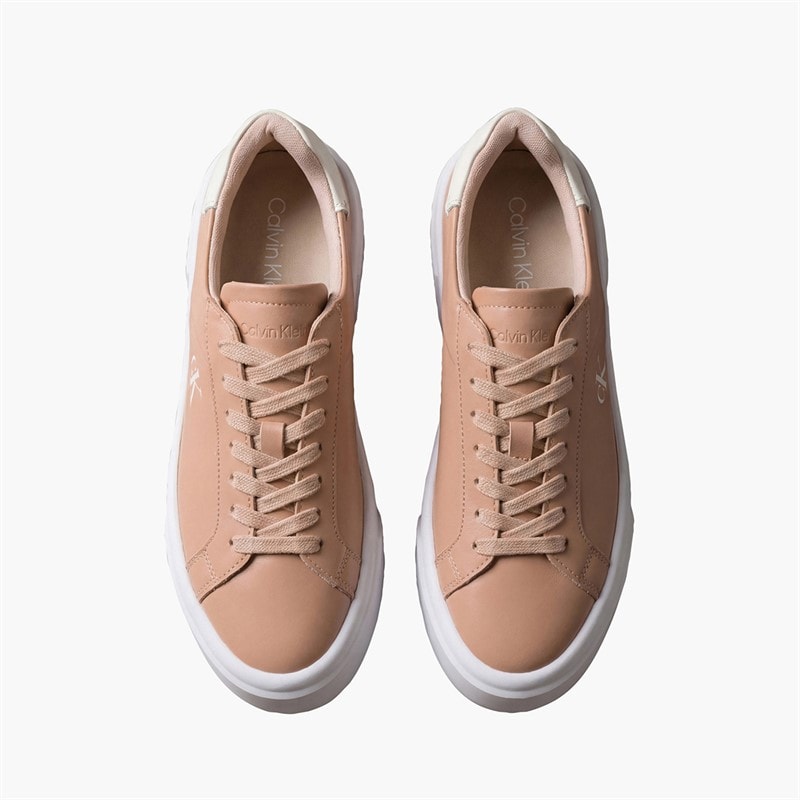 Calvin Klein Jeans Womens Flatform Lace Up Trainers Spanish Villa/Marshmallow - Image 4