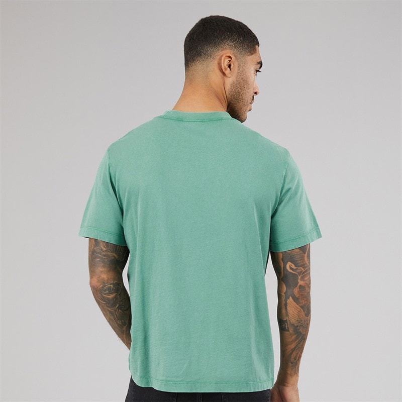 Calvin Klein Jeans Mens Short Sleeve 20s Acid Wash T-Shirt Wild Green - Image 2