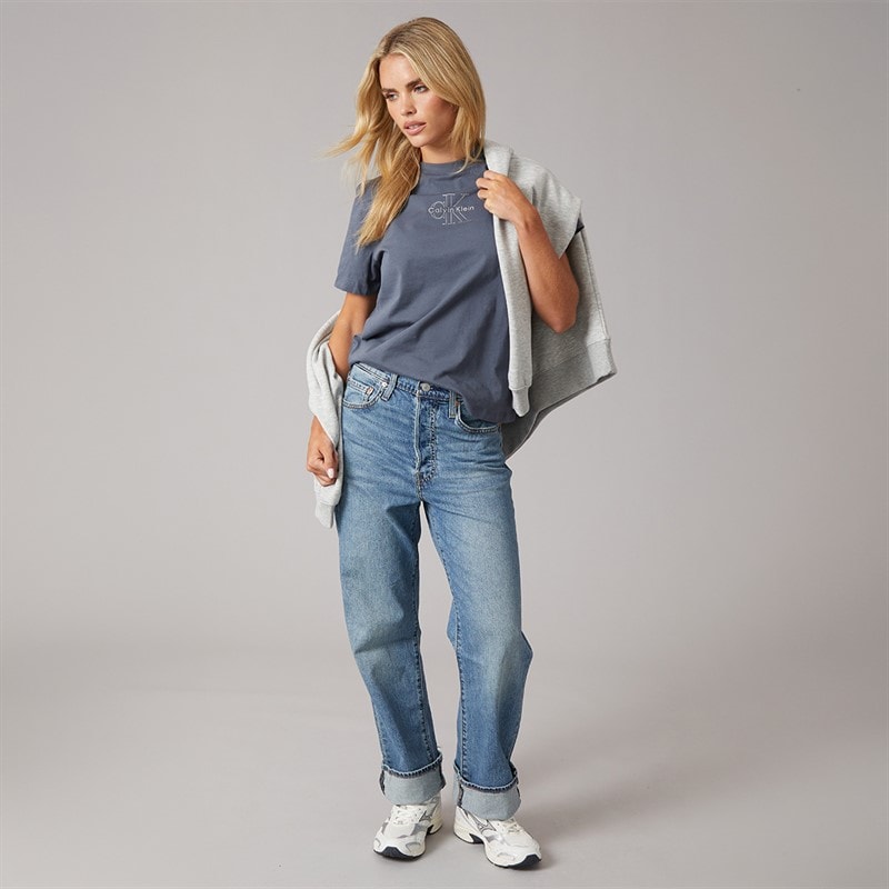 Calvin Klein Jeans Womens Classic Foil Mono T-Shirt Turbulence - Image 4