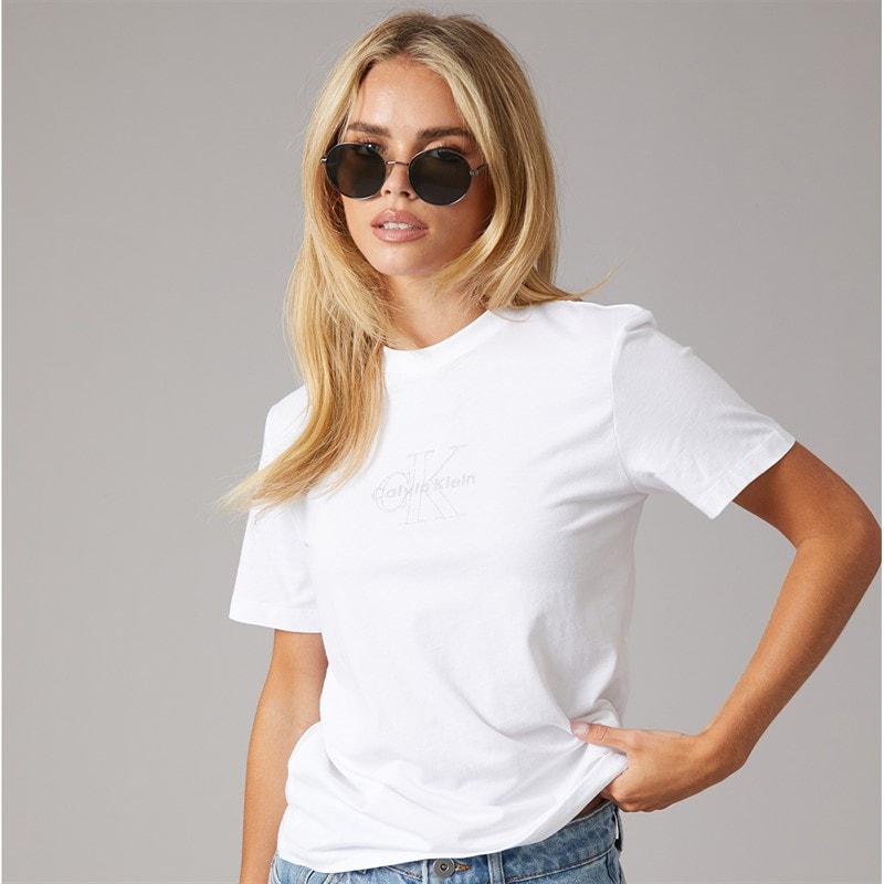 Calvin Klein Jeans Womens Clasic Monologo T-Shirt Bright White