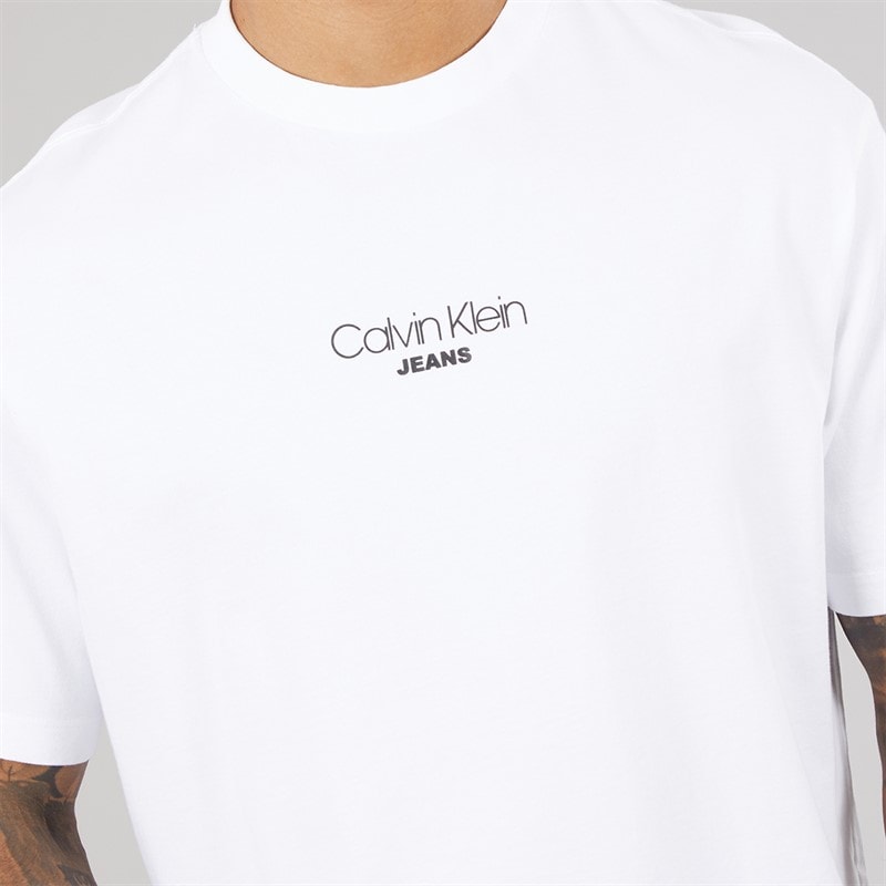 Calvin Klein Jeans Mens Logo Relaxed Fit CKJ Graphic T-Shirt Brilliant White - Image 3