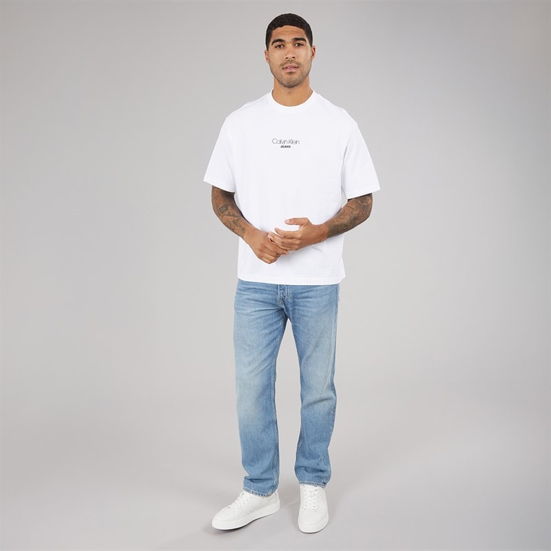 Calvin Klein Jeans Mens Logo Relaxed Fit CKJ Graphic T-Shirt Brilliant White - Image 4