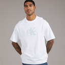 Calvin Klein Jeans Mens Elevated Monologo Relaxed Fit CKJ Graphic T-Shirt Bright White