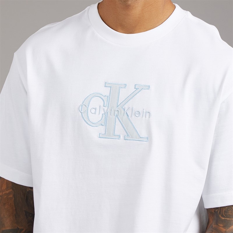 Calvin Klein Jeans Mens Elevated Monologo Relaxed Fit CKJ Graphic T-Shirt Bright White - Image 3