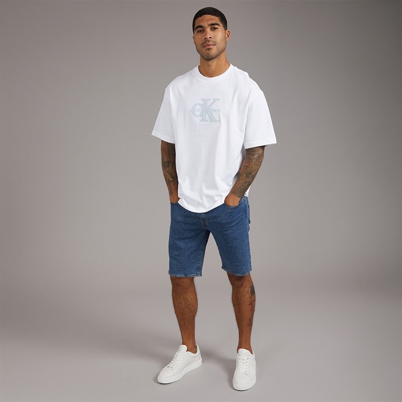 Calvin Klein Jeans Mens Elevated Monologo Relaxed Fit CKJ Graphic T-Shirt Bright White - Image 4