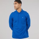 Calvin Klein Jeans Mens Long Sleeve Casual Pique Polo Shirt Chase Blue