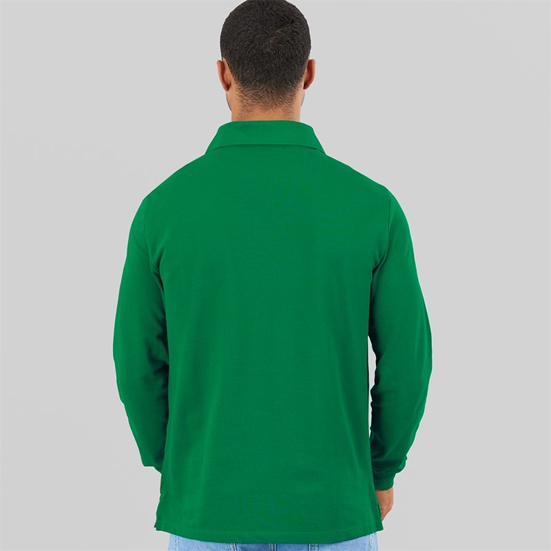 Calvin Klein Jeans Mens Long Sleeve Casual Pique Polo Shirt Deco Green - Image 2