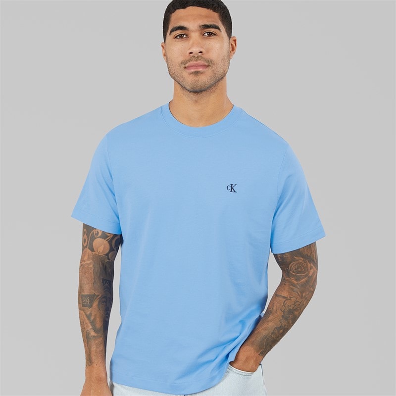 Calvin Klein Jeans Mens Relaxed Fit Monogram T-Shirt Blue Descent - Image 1