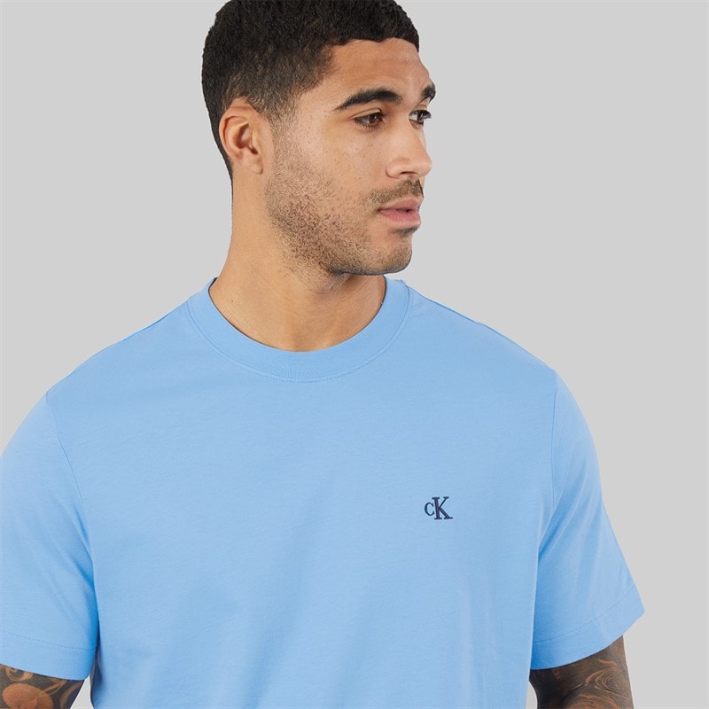 Calvin Klein Jeans Mens Relaxed Fit Monogram T-Shirt Blue Descent - Image 3