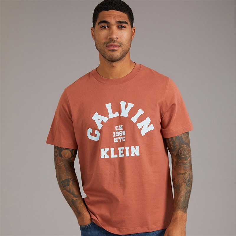 Calvin Klein Jeans Mens Graphic T-Shirt Warm Brick - Image 1