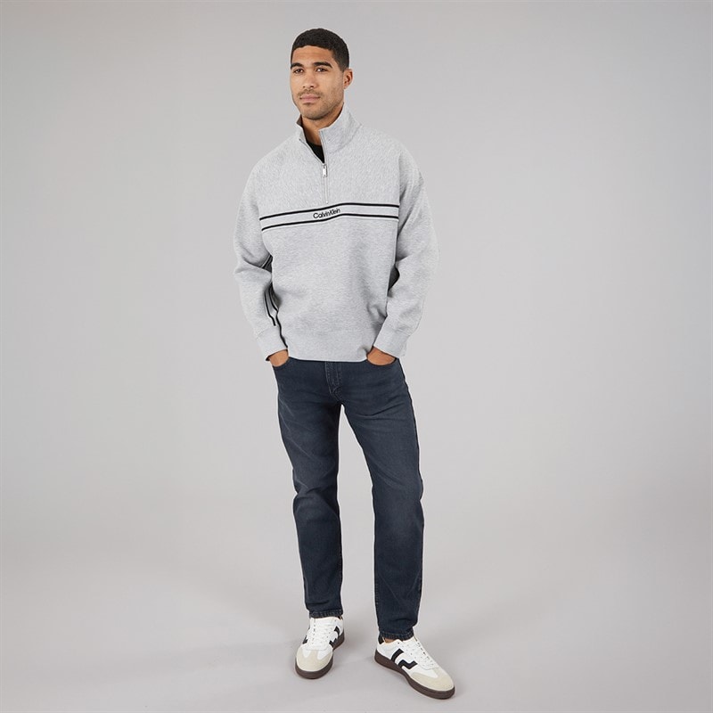 Calvin Klein Jeans Mens Cotton Spacer Relaxed Half Zip Sweatshirt Heroic Grey Heather - Image 4