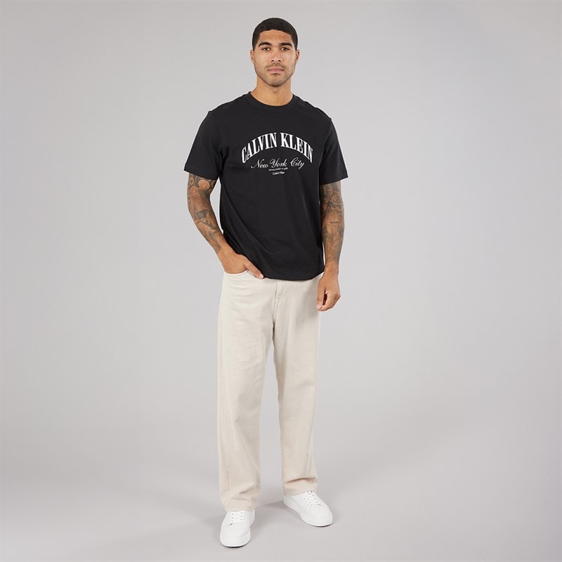 Calvin Klein Jeans Mens Embroidered NYC Logo Graphic T-Shirt Black - Image 3