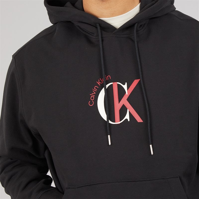Calvin Klein Jeans Mens Terry Graphic Logo Hoodie Black - Image 3