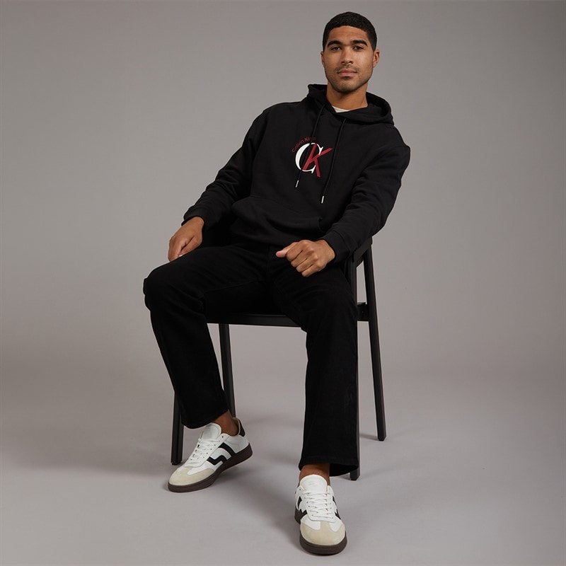 Calvin Klein Jeans Mens Terry Graphic Logo Hoodie Black - Image 4