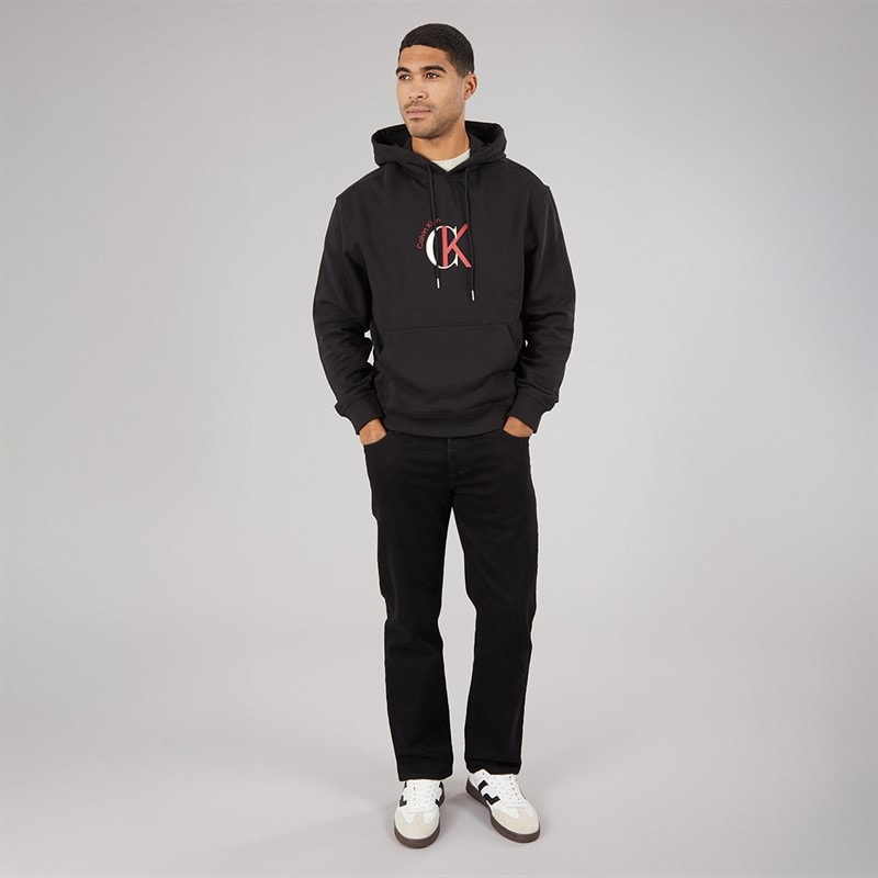 Calvin Klein Jeans Mens Terry Graphic Logo Hoodie Black - Image 5