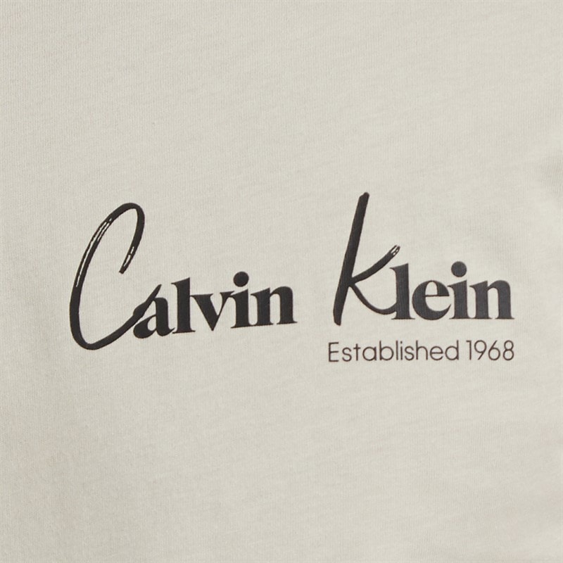 Calvin Klein Jeans Mens Front And Back Print Graphic T-Shirt Oatmeal - Image 5
