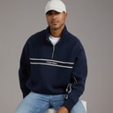 Calvin Klein Jeans Mens Cotton Spacer Relaxed Half Zip Sweatshirt Dark Sapphire