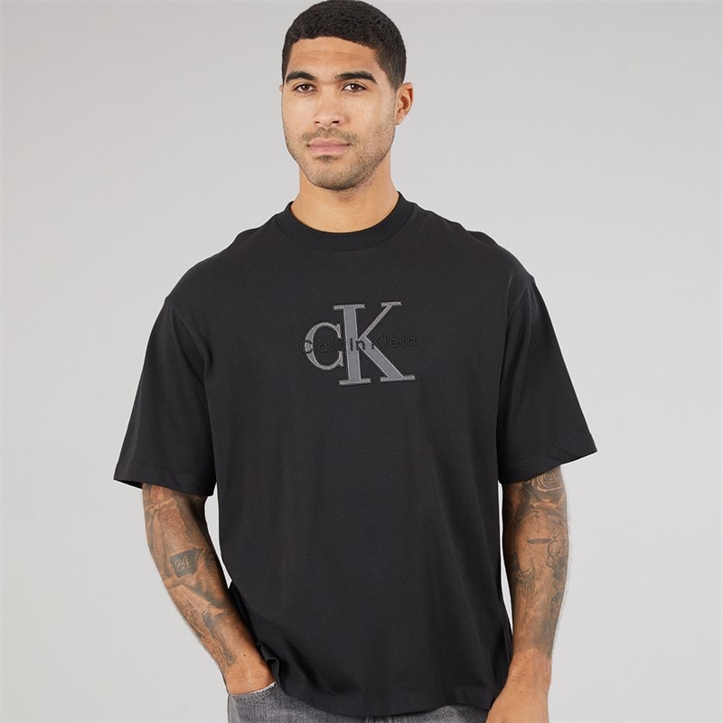 Calvin Klein Jeans Mens Elevated Monologo Relaxed Fit CKJ Graphic T-Shirt Black