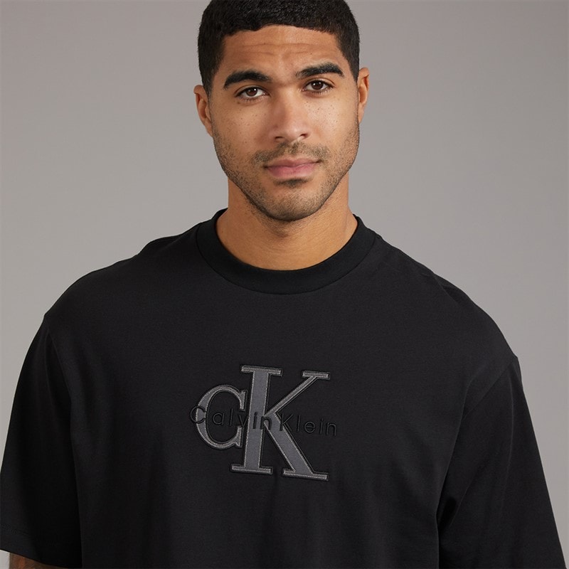 Calvin Klein Jeans Mens Elevated Monologo Relaxed Fit CKJ Graphic T-Shirt Black - Image 3