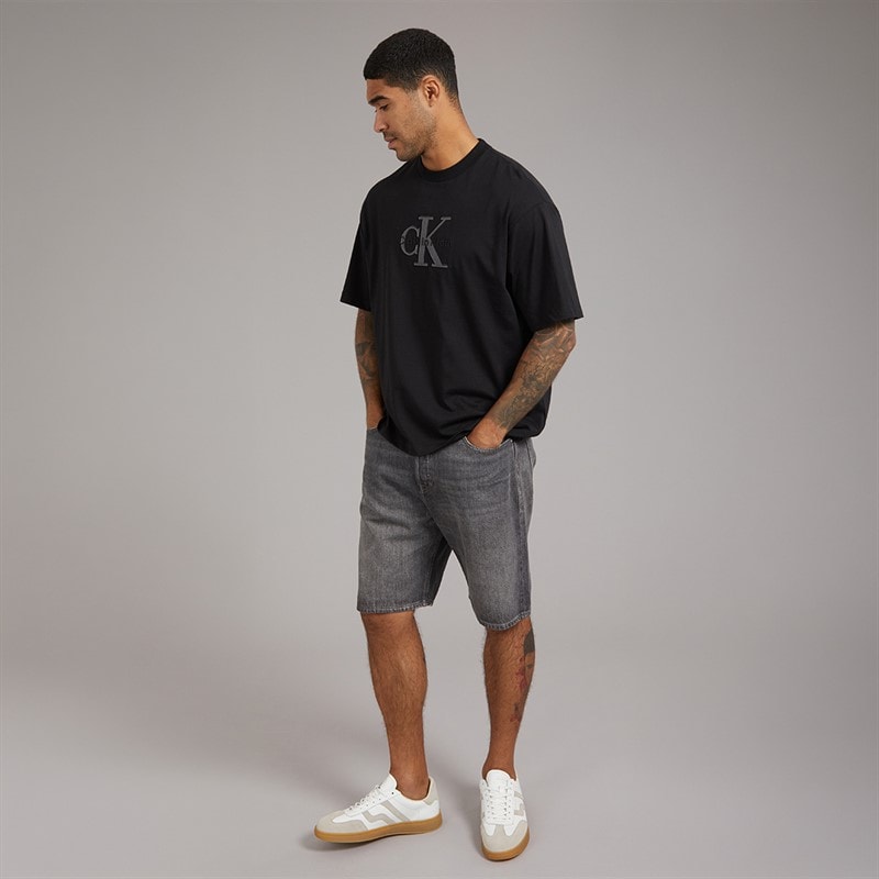 Calvin Klein Jeans Mens Elevated Monologo Relaxed Fit CKJ Graphic T-Shirt Black - Image 4
