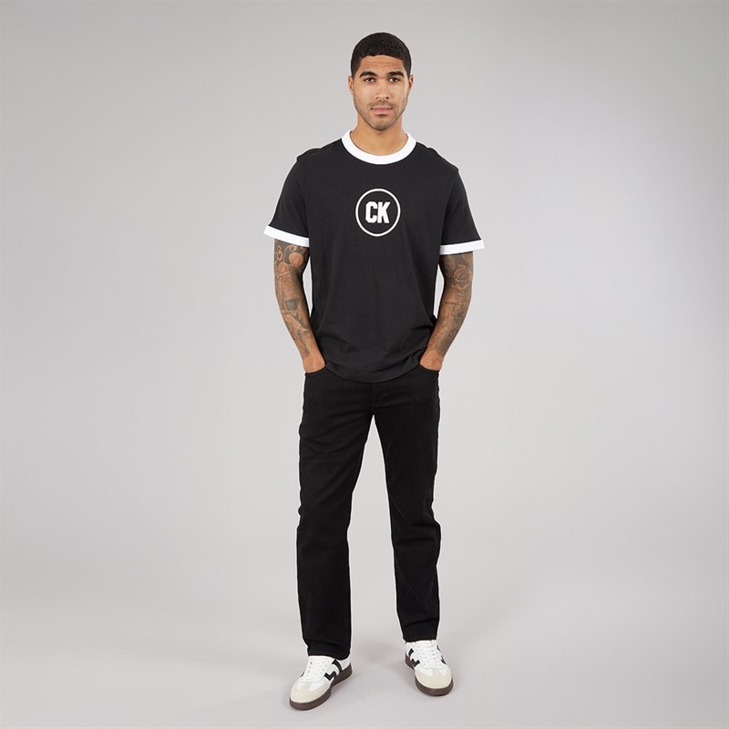 Calvin Klein Jeans Mens Graphic Logo Ringer T-Shirt Black - Image 3