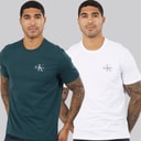 Calvin Klein Jeans Mens Classic Two Pack T-Shirts Bright White/Dark Teal