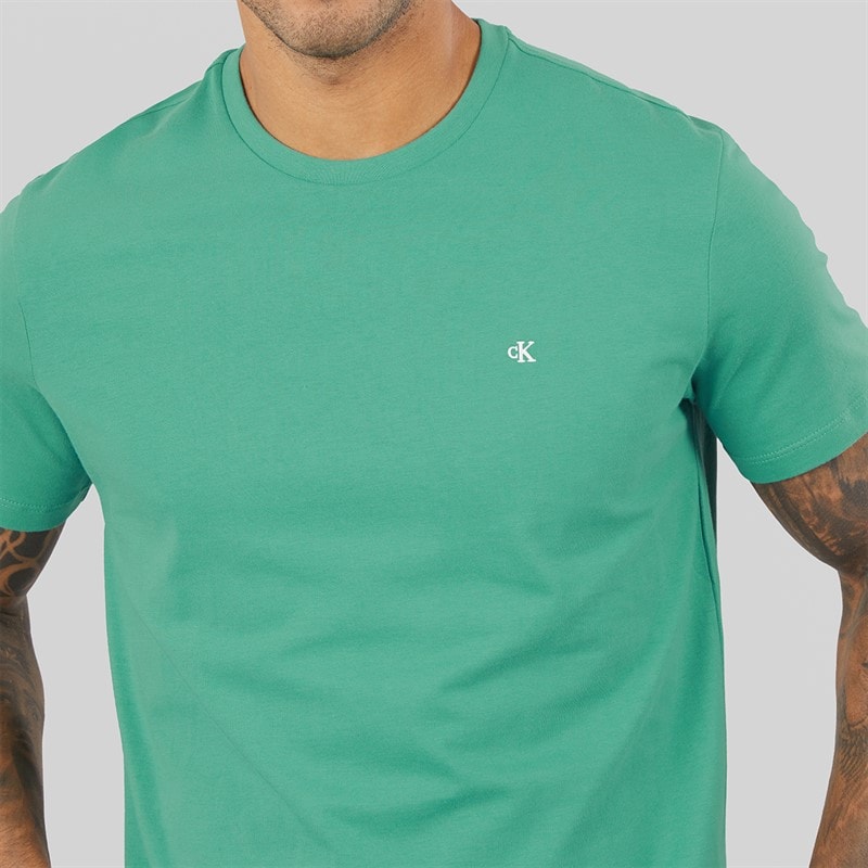 Calvin Klein Jeans Mens Classic Monogram Logo T-Shirt Wild Green - Image 3