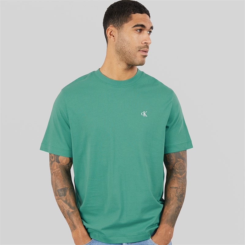 Calvin Klein Jeans Mens Easy Monogram T-Shirt Wild Green - Image 1