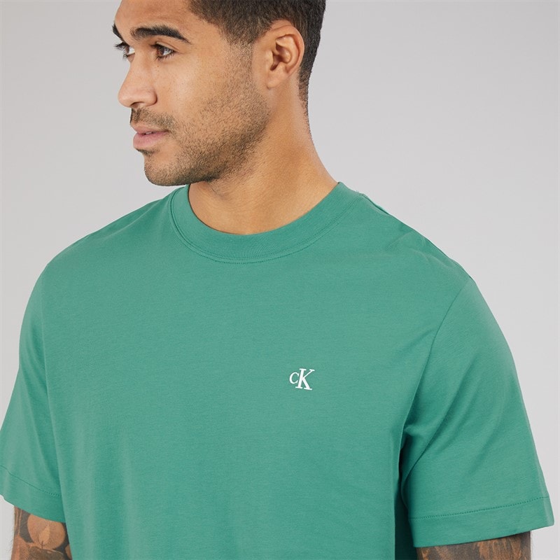 Calvin Klein Jeans Mens Easy Monogram T-Shirt Wild Green - Image 3