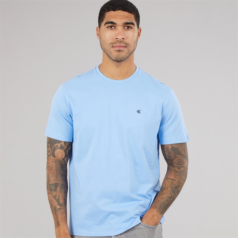 Calvin Klein Jeans Mens Classic Monogram Logo T-Shirt Blue Descent - Image 1