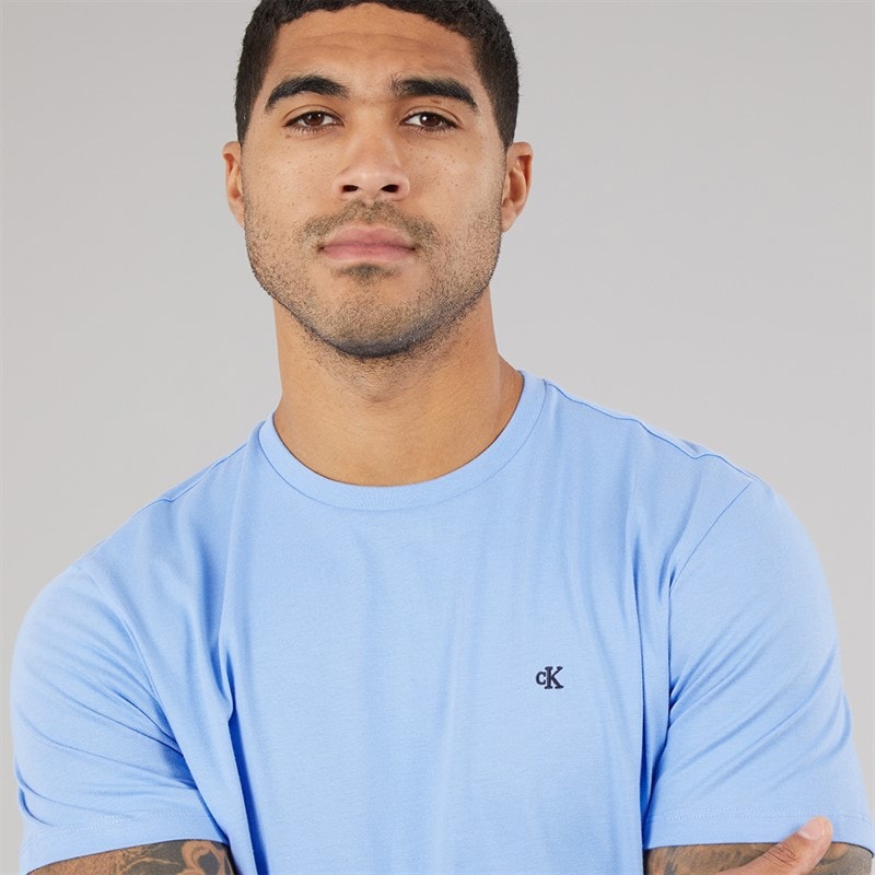 Calvin Klein Jeans Mens Classic Monogram Logo T-Shirt Blue Descent - Image 3