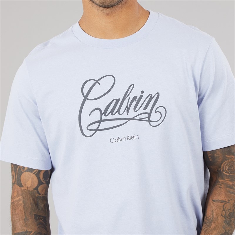 Calvin Klein Jeans Mens Relaxed Fit Logo Graphic T-Shirt Casual Blue - Image 3