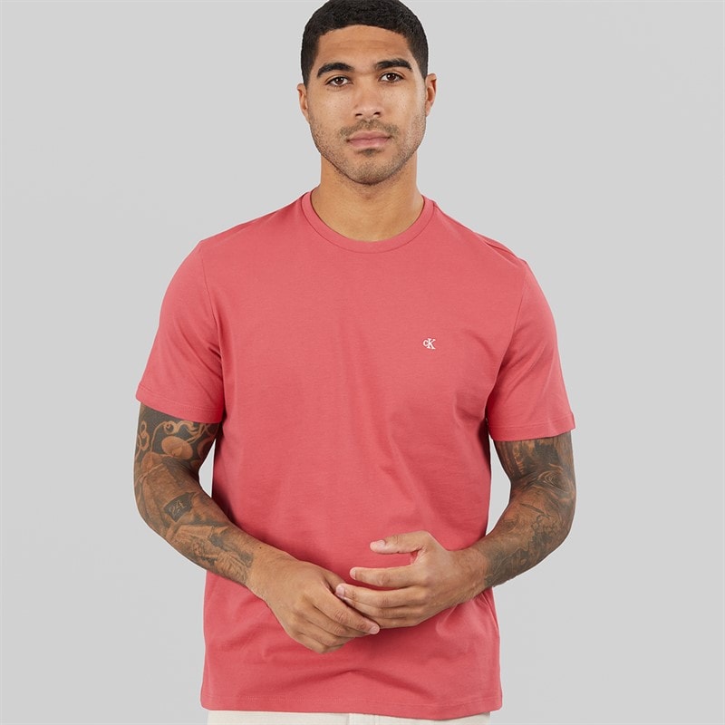 Calvin Klein Jeans Mens Classic Monogram Logo T-Shirt Brilliant Pink - Image 1