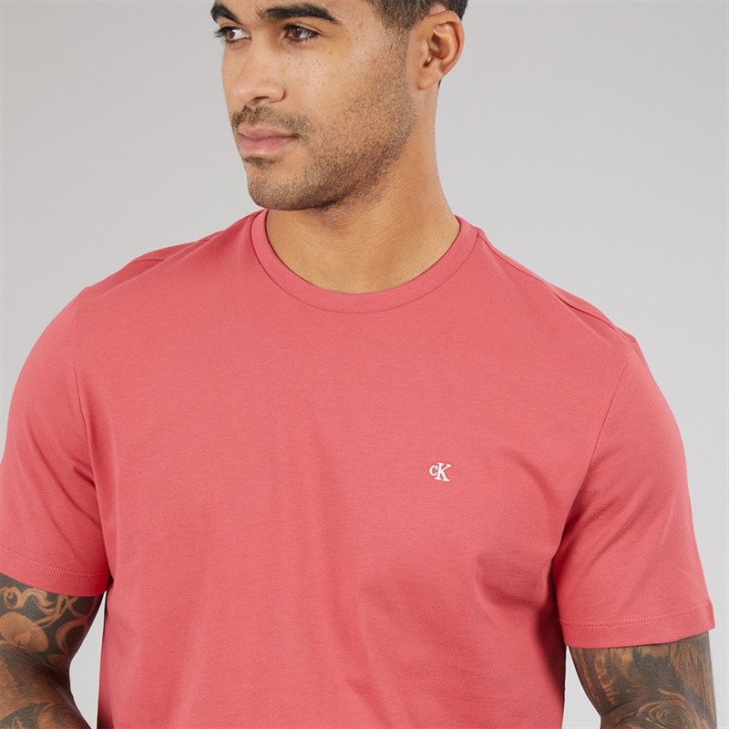 Calvin Klein Jeans Mens Classic Monogram Logo T-Shirt Brilliant Pink - Image 3