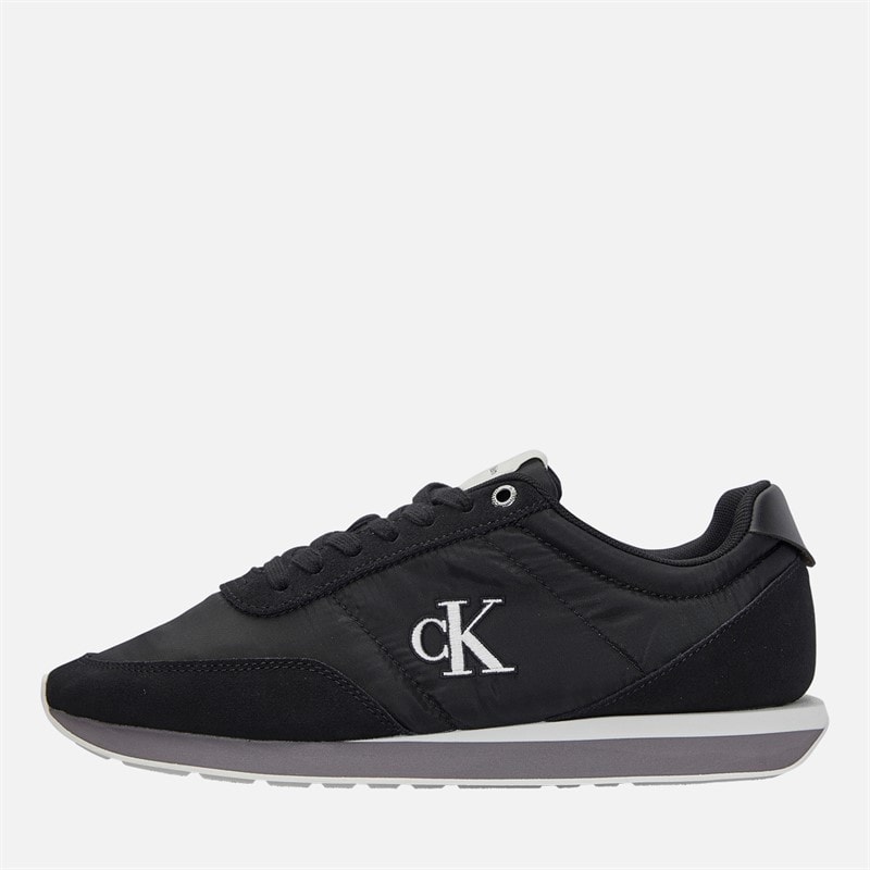 Calvin Klein Jeans Mens Retro Runner Trainers Black/Stormfront/Vaporous White - Image 1
