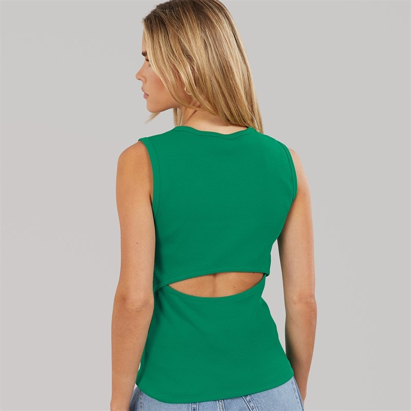 Calvin Klein Jeans Womens Woven Label Vest Enchanted Forest - Image 2