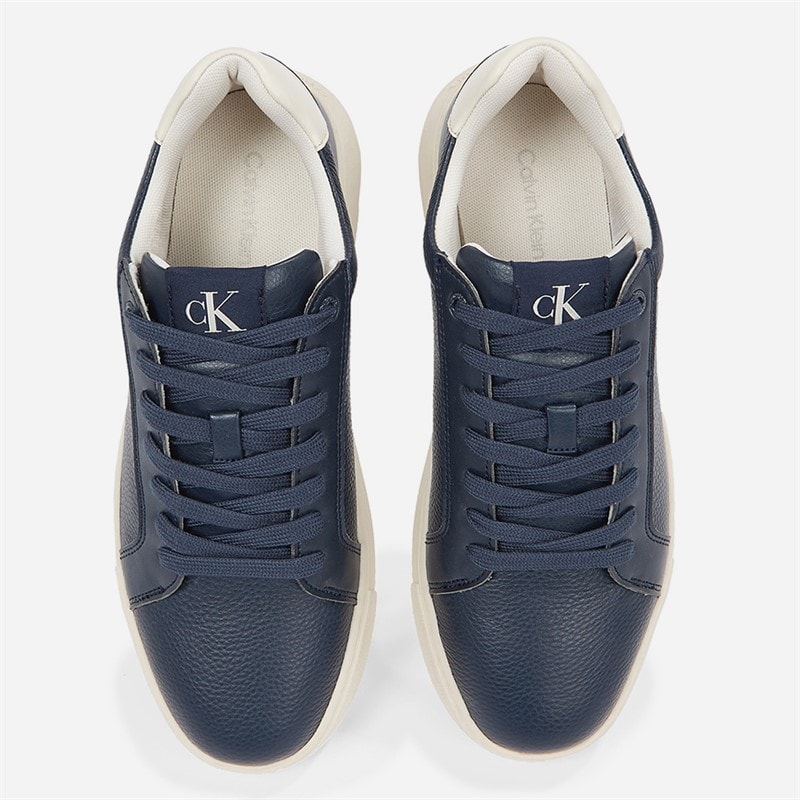 Calvin Klein Jeans Mens Chunky Cupsole Leather Trainers Calvin Navy/Turtle Dove - Image 4